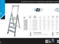Escalera de tijera KTL con varios peldaños, ideal como materiales para forrar escaleras. Incluye especificaciones técnicas y medidas.
