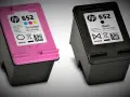 Dwa tusze HP 652: jeden kolorowy (różowy) i jeden czarny.