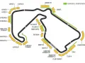 Mapa del circuito de Fórmula 1, con zonas de "General Admission" y gradas. La próxima carrera se acerca.