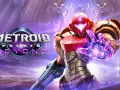 Samus Aran en su icónico traje de poder, lista para la acción en Metroid 4: Beyond. El planeta alienígena se extiende bajo un cielo púrpura.