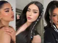 Tres mujeres con peinados aesthetic: coleta alta trenzada, cabello suelto con trenzas decoradas y coleta alta con mechones sueltos.