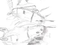 Boceto a lápiz de dos caballos con bridas, mostrando diversas técnicas de dibujo a lápiz para capturar sus formas y texturas.