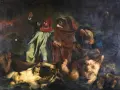 Dante Alighieri leder en båt genom mörka vatten, omgiven av lidande själar.