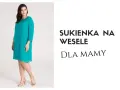 Elegancka turkusowa sukienka dla mamy panny młodej. Idealna na wesele, podkreśla sylwetkę.