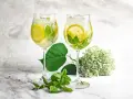 Dwa orzeźwiające Hugo Spritz z cytryną i miętą. Idealny przepis na lato.