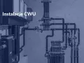 Złożona instalacja CWU z widocznym kotłem i rozdzielaczami.