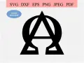 Schwarzes Symbol, das Alpha und Omega vereint, steht für Anfang und Ende. Sofortiger Download verfügbar.