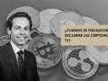 Hombre sonriente junto a monedas de criptomonedas. El texto pregunta: "¿Cuándo es obligatorio declarar las criptomonedas?". Si tienes criptomonedas, ¿tengo que declarar criptomonedas si no he vendido?
