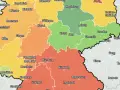 Karte zeigt Regionen Deutschlands mit Farbkodierung, die auf immobilienpreise Bielefeld und Umgebung hindeutet.