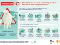 Attention : zone de chiens de protection. Un grand chien blanc veille sur un troupeau. Adoptez les bons comportements pour votre sécurité.