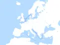 Mapa Europy z zaznaczonymi trasami morskimi i lądowymi, łączącymi porty od Portugalii po Turcję i Morze Czarne. Widać tu dfds, czyli połączenia między Wielką Brytanią, Skandynawią i Europą kontynentalną.