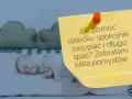 Niemowlę śpi spokojnie, a na żółtej kartce z pinezką pytanie: "Jak pomóc dziecku zasypiać i długo spać?". To klucz do głębokiego snu.