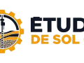 Logo d'une étude de sol G2 : une roue dentée jaune encadre un schéma de forage dans différentes couches de terre.