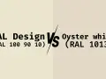 Porównanie kolorów: RAL Design (RAL 100 90 10) kontra Oyster white (RAL 1013).