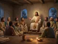 Jesus spricht zu seinen Jüngern, wie in Johannes 14, 27 beschrieben: "Frieden lasse ich euch, meinen Frieden gebe ich euch.