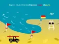 Plage surveillée avec drapeaux rouge et jaune. Un diplôme SB pour les sauveteurs.