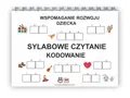 Pomoc w nauce czytania metodą sylabową. Dziecko koduje obrazki, dopasowując sylaby do pól.