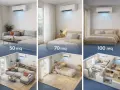 Unità split per climatizzare ambienti da 50, 70 e 100 mq. Raffreddamento efficace in soggiorno, camera da letto e appartamenti.