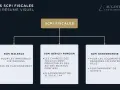 Résumé visuel des SCPI fiscales : SCPI Malraux, SCPI déficit foncier (charges déductibles, plafonnement 10 700€/an), SCPI Denormandie.