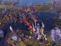 Ciudad futurista con puente rojo, rascacielos y estación de esquí. Trucos Civilization VI para dominar el mundo.