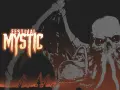 Mroczna wizja potwora z mackami i płonącymi oczami, zapowiadająca **mystic festival 2026**. W tle portowe dźwigi.
