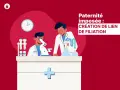Deux scientifiques travaillent dans un laboratoire. Le texte indique "Paternité imposée : création de lien de filiation". Comment réagir face à cette situation ?