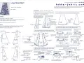 Instructions pour coudre un patron jupe évasée. Le schéma montre les pièces de tissu et les étapes de couture.