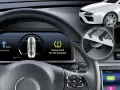 Cruscotto auto con avviso di controllare tpms. Indicatore di pressione pneumatici basso e simbolo di attenzione.