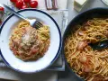 Pyszne spaghetti z sosem pomidorowym i guanciale, idealne na obiad. Oto przepis na Pasta Amatriciana!