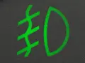 Zielony symbol przeciwmgielny na ciemnym tle.