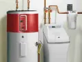 Sistema de purificación de agua con calentador y filtro.