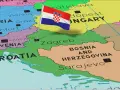 Mapa Europy Środkowej z zaznaczoną Chorwacją i jej flagą. Gdzie leży Chorwacja? Między Słowenią, Węgrami a Bośnią i Hercegowiną.