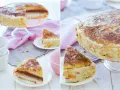 Deliciosa tarta San Marcos con capas de bizcocho, crema y cobertura de almendras tostadas. Un postre perfecto para celebrar.