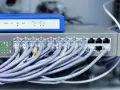 Sieć komputerowa z wieloma kablami Ethernet podłączonymi do switcha. Może to być podstawa do ubiegania się o rekompensatę za światłowód.