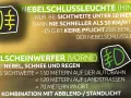 Die Nebelschlussleuchte (hinten) leuchtet rot. Infos zur Nutzung bei schlechter Sicht.