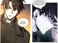 Zwei Manga-Charaktere, einer mit Priesterkragen, der andere nachdenklich.