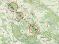 Góry Wałbrzyskie szlaki: mapa z zaznaczonymi trasami pieszymi i rowerowymi, w tym w okolicach Boguszowa-Gorc i Jedliny-Zdroju.
