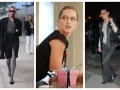 Trzy kobiety w eleganckich stylizacjach, w tym jedna z nich jako office siren, prezentują modę uliczną i biurową.