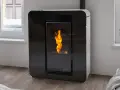 Estufa de pellet sin salida de humos, con llama viva y diseño moderno, ideal para calentar tu hogar de forma eficiente y segura.