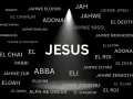 JESUS im Licht, umgeben von Namen Gottes wie El Shaddai, Adonai, Elohim. Ein starkes Symbol, um an Gott zu glauben.