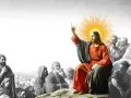 Jesus, the way, the truth, and the life, teaches a crowd.