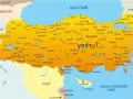 Mapa Turcji z zaznaczonymi miastami i granicami.