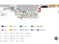 Mapa lotniska Chopina: Poziom -1 i 0 z zaznaczonymi restauracjami, toaletami, kontrolami i innymi usługami.