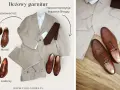 Beżowy garnitur i propozycje brązowych butów: Monki, Loafersy i Brogsy. Idealne jakie buty do beżowego garnituru.