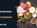 Kalkulator białka i plan treningowy. Różnorodne źródła białka: mięso, ryby, jajka, nabiał, rośliny strączkowe, płatki owsiane, ryż i kasza.