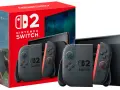 Zestaw Nintendo Switch w języku polskim: konsola, dwa kontrolery Joy-Con i stacja dokująca.