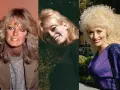 Ikony stylu z lat 80. z bujnymi fryzurami: Farrah Fawcett, Brigitte Bardot i Dolly Parton.