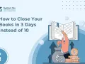Streamline your finances with bookkeeping automation. This graphic shows how to close books faster, with money bags and rising arrows symbolizing efficiency and growth.