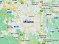 Mapa drogowa Mediolanu i okolic, z zaznaczoną nazwą miasta.
