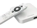Biały smart tv box Thomson z pilotem. Dowiedz się, jak działa i jak łatwo sterować multimediami.